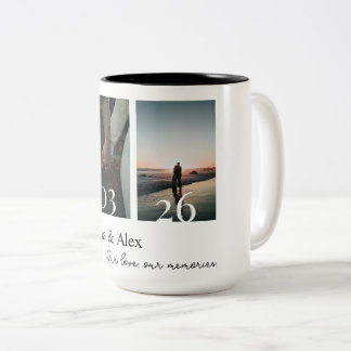 Caneca De Café Em Dois Tons Nossa História de Amor Colagem de Fotos de Data Pe