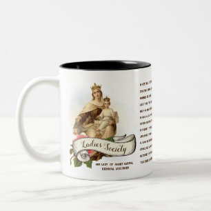 Caneca De Café Em Dois Tons Nossa Senhora do Monte Carmel Orando Jesus Scapula