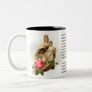 Caneca De Café Em Dois Tons Nossa Senhora do Monte Carmel Orando Jesus Scapula