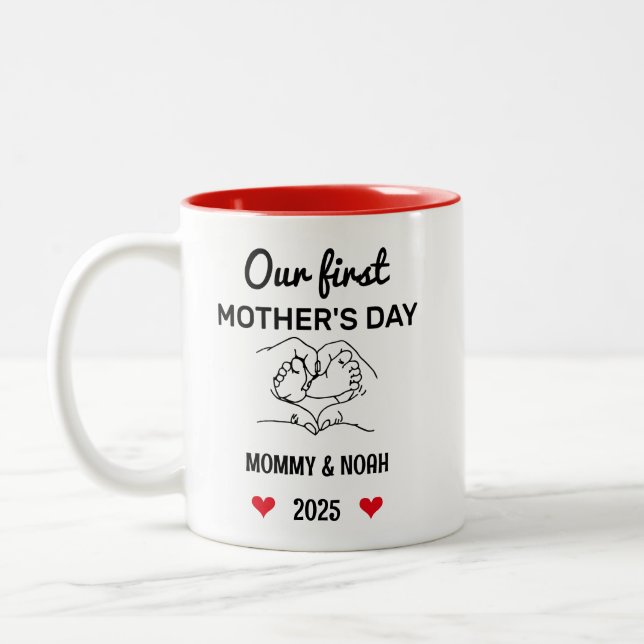 Caneca De Café Em Dois Tons Nosso Primeiro Dia das Mães, Primeiros Presentes d (Esquerda)