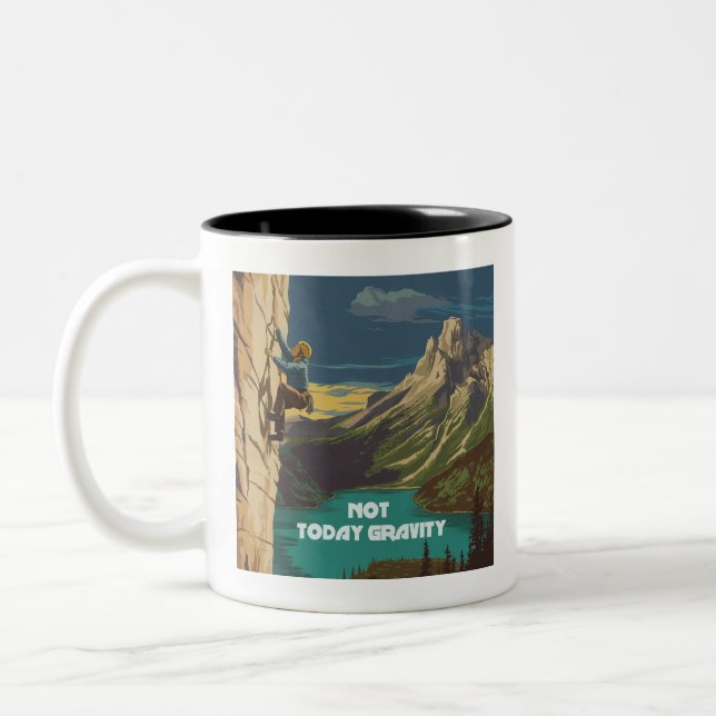 Caneca De Café Em Dois Tons Not Today Gravity Rock Climbing (Esquerda)