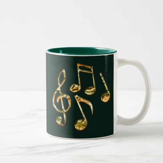 Caneca De Café Em Dois Tons Notação de Música de ouro Coleção Music-Lover (Direita)