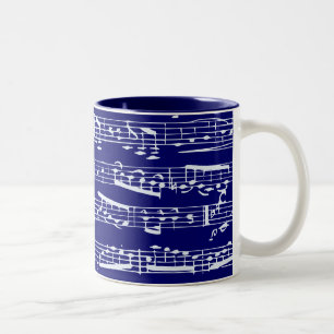 Caneca De Café Em Dois Tons Notas da música dos azuis marinhos