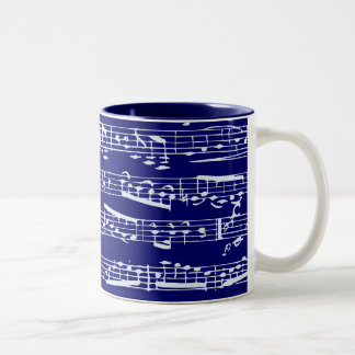 Caneca De Café Em Dois Tons Notas da música dos azuis marinhos