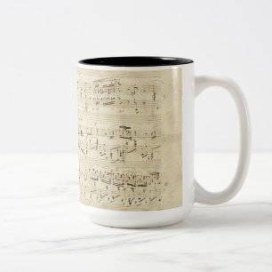 Caneca De Café Em Dois Tons Notas de Música Antigas - Folha de Música Chopin