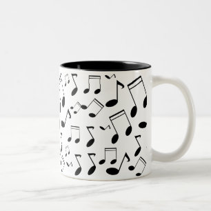 Caneca De Café Em Dois Tons Notas de música em preto