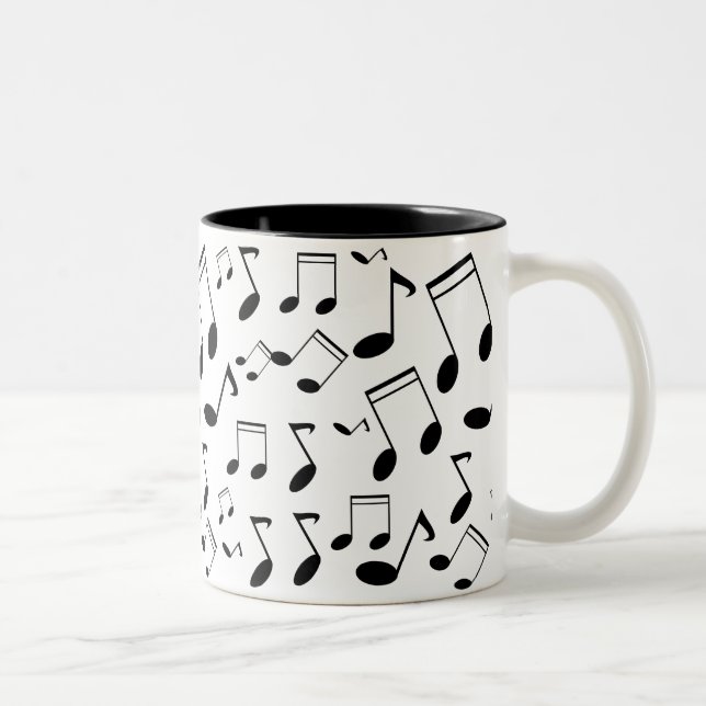 Caneca De Café Em Dois Tons Notas de música em preto (Direita)