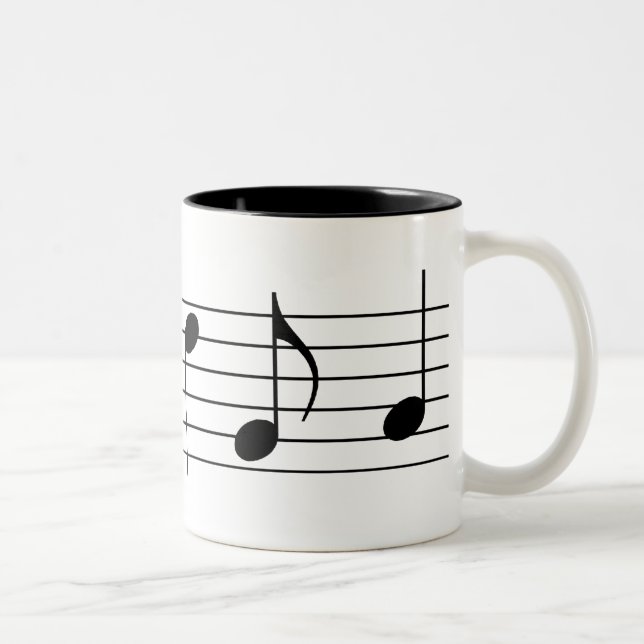 Caneca De Café Em Dois Tons Notas & funcionarios da música (Direita)