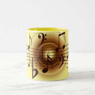 Caneca De Café Em Dois Tons Notas Musicais Legais