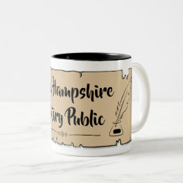 Caneca De Café Em Dois Tons Nova Hampshire Notary Public Scroll Feather