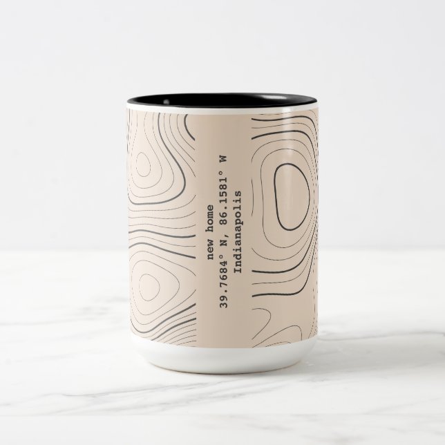 Caneca De Café Em Dois Tons Nova Topografia Doméstica Coordena Presente de Aqu (Centro)