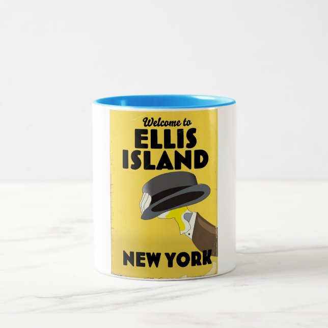 Caneca De Café Em Dois Tons Nova York Ilha Ellis (Centro)