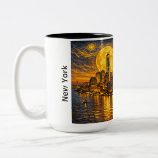 Caneca De Café Em Dois Tons Nova York Noite Estrelada