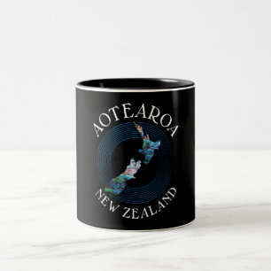Caneca De Café Em Dois Tons NOVA ZELÂNDIA MAPA PAUA CAFÉ de dois tons MUG
