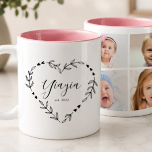 Caneca De Café Em Dois Tons Novo Ano da Yiayia Est. Quatro Colagem de Fotos