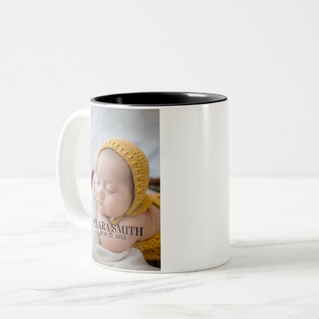 Caneca De Café Em Dois Tons Novo anúncio de bebê elegante (Frente Esquerda)
