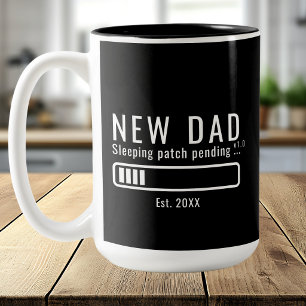 Caneca De Café Em Dois Tons Novo Pai Bateria Baixa Atualização de Sono Branco