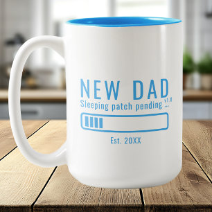 Caneca De Café Em Dois Tons Novo Papai Remendo Dormindo Design Azul