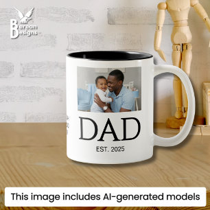 Caneca De Café Em Dois Tons Novo Presente para o PAI Texto Personalizado Foto 