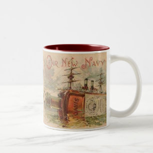 Caneca De Café Em Dois Tons novo sinal do marinho-analgésico com uísque e nave