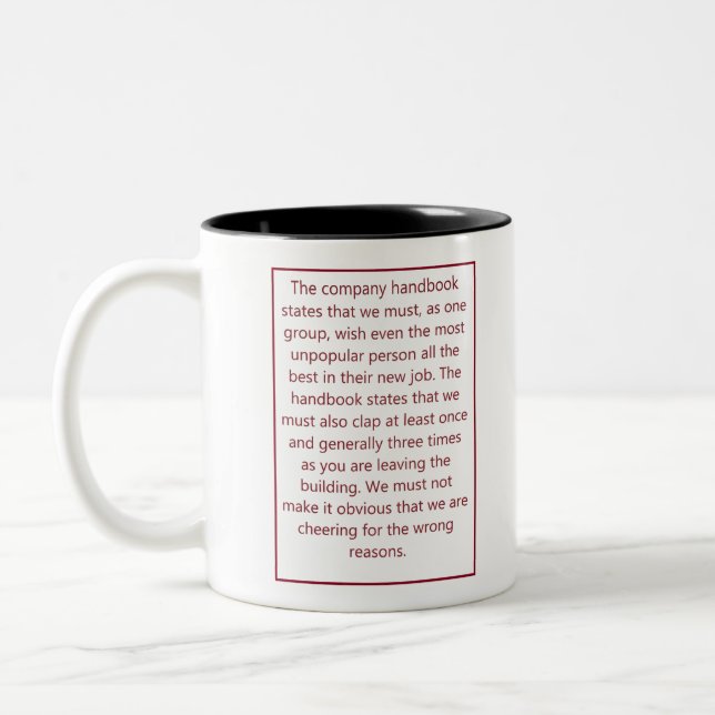 Caneca De Café Em Dois Tons Novo Trabalho - Humor (Esquerda)