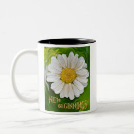 Caneca De Café Em Dois Tons Novos começos - Poder das flores margaridas