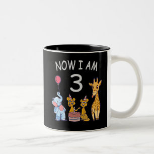 Caneca De Café Em Dois Tons Now I am 3 year old 3rd Birthday at the Zoo