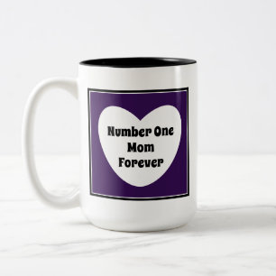 Caneca De Café Em Dois Tons Número Um Mãe Roxo Escuro Coração Branco Moderno D