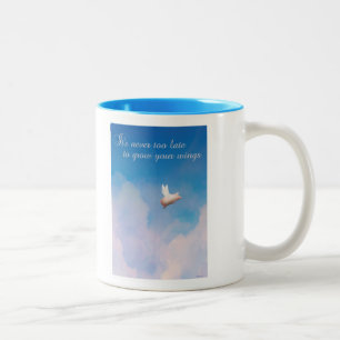Caneca De Café Em Dois Tons Nunca é tarde demais para crescer suas asas