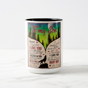 Caneca De Café Em Dois Tons Nunca Esqueça Que Eu Te Amo. Pai De Lobo Para Filh