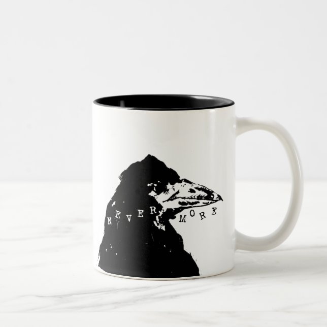 Caneca De Café Em Dois Tons Nunca mais Raven de Edgar Allan Poe (Direita)