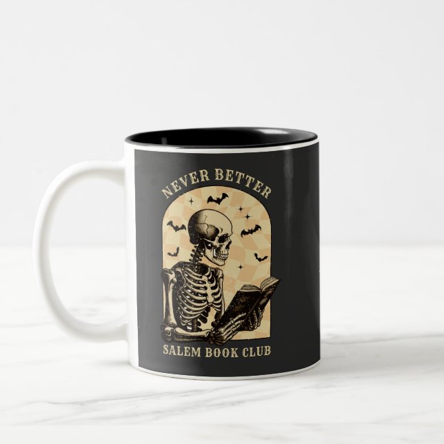 Caneca De Café Em Dois Tons Nunca Melhor Leitura do Skeleton Gothee (Esquerda)