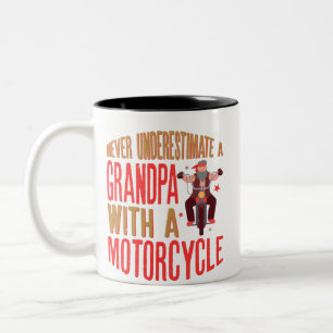 Caneca De Café Em Dois Tons Nunca subestime um avô com motocicleta