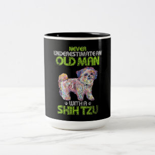 Caneca De Café Em Dois Tons Nunca Subestime Um Velho Com Shih Tzu