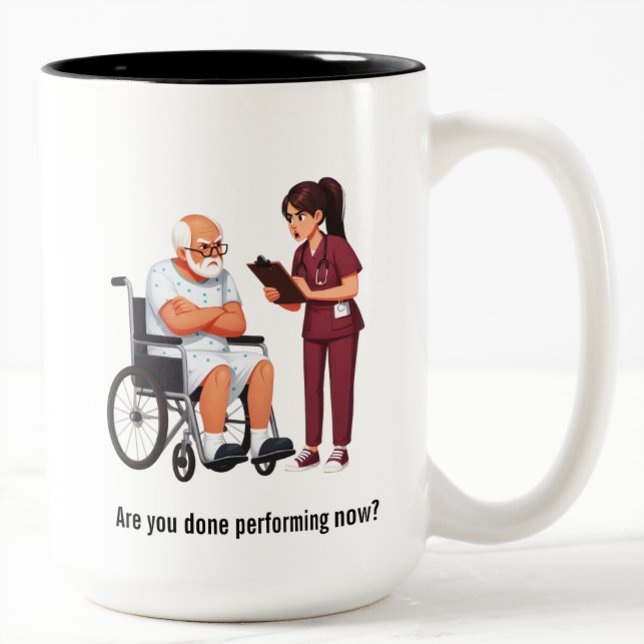 Caneca De Café Em Dois Tons Nurse Dealing With Self Entitled Elderly Patient  (Criador carregado)