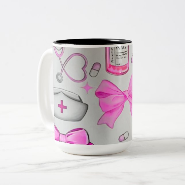 Caneca De Café Em Dois Tons Nurse Items (Frente Esquerda)