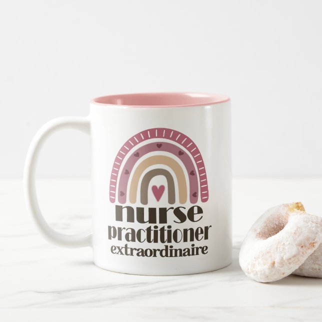 Caneca De Café Em Dois Tons Nurse Practitioner Appreciation rainbow (Com Donut)