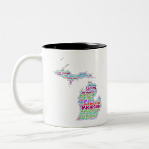 Caneca De Café Em Dois Tons Nuvem da palavra de Michigan