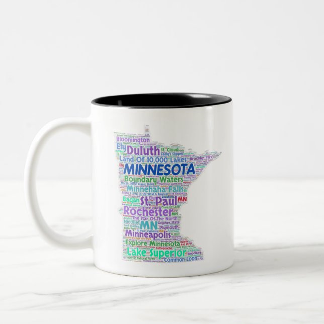 Caneca De Café Em Dois Tons Nuvem da palavra de Minnesota (Esquerda)