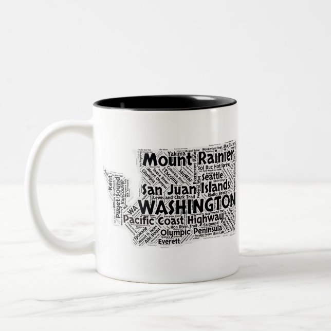 Caneca De Café Em Dois Tons Nuvem da palavra do estado de Washington (Esquerda)