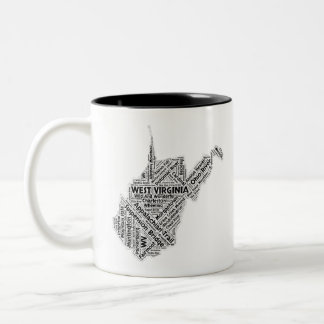 Caneca De Café Em Dois Tons Nuvem da palavra do estado de West Virginia