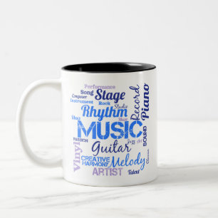 Caneca De Café Em Dois Tons Nuvem de Palavras Amante de Música Músico