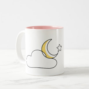 Caneca De Café Em Dois Tons Nuvem e Estrelas Sonhadoras