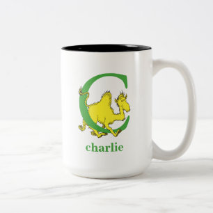 Caneca De Café Em Dois Tons O ABC do Dr. Seuss: Carta C - Verde  Adicione Seu 