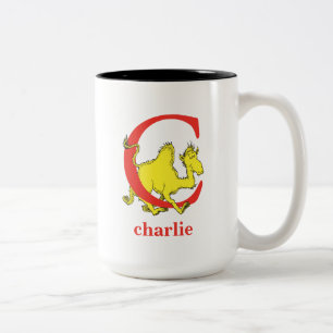 Caneca De Café Em Dois Tons O ABC do Dr. Seuss: Letra C - Vermelho  Adicione S