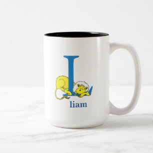 Caneca De Café Em Dois Tons O ABC do Dr. Seuss: Letra L - Azul Adicione seu