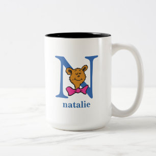 Caneca De Café Em Dois Tons O ABC do Dr. Seuss: Letra N - Azul Adicione seu