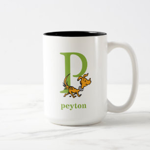 Caneca De Café Em Dois Tons O ABC do Dr. Seuss: Letra P - Verde Adicione seu