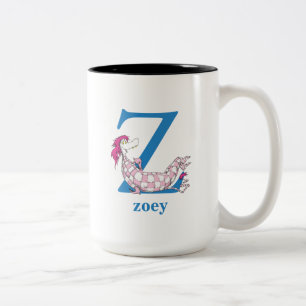 Caneca De Café Em Dois Tons O ABC do Dr. Seuss: Letra Z - Azul  Adicione Seu N