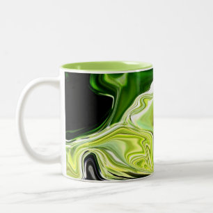 Caneca De Café Em Dois Tons O abstrato verde do alho-porro dois-tonificou o